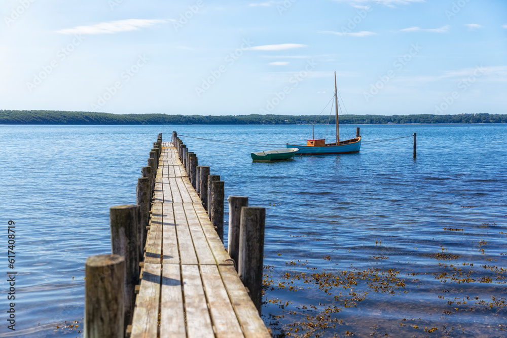 Fototapeta premium Wooden pier and fishing boats at Sønderhav, Denmark