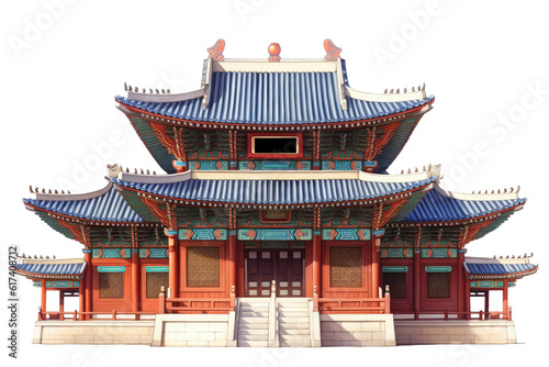wood Korean architecturetemple isolated on white