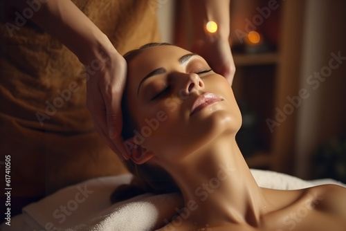 Blissful Retreat: Serene Young Woman Being Pampered with a Relaxing Massage in Spa