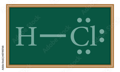 Lewis electron dot structure for a molecule of hydrogen chloride. HCl lewis structure. Resources for teachers and students.