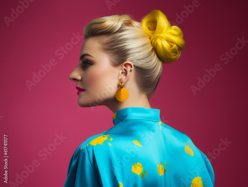 Woman Female Face Portrait Close Up Photo Digital Generated Realistic Modern Trendy Illustration Artwork Background