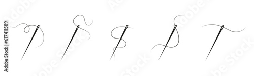 Needle with thread vector icon. Vector illustration. 10 Eps.