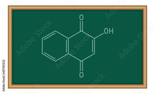 Chemical structure of Lawsone (C10H6O3). Chemical resources for teachers and students. Vector illustration isolated on white background. photo