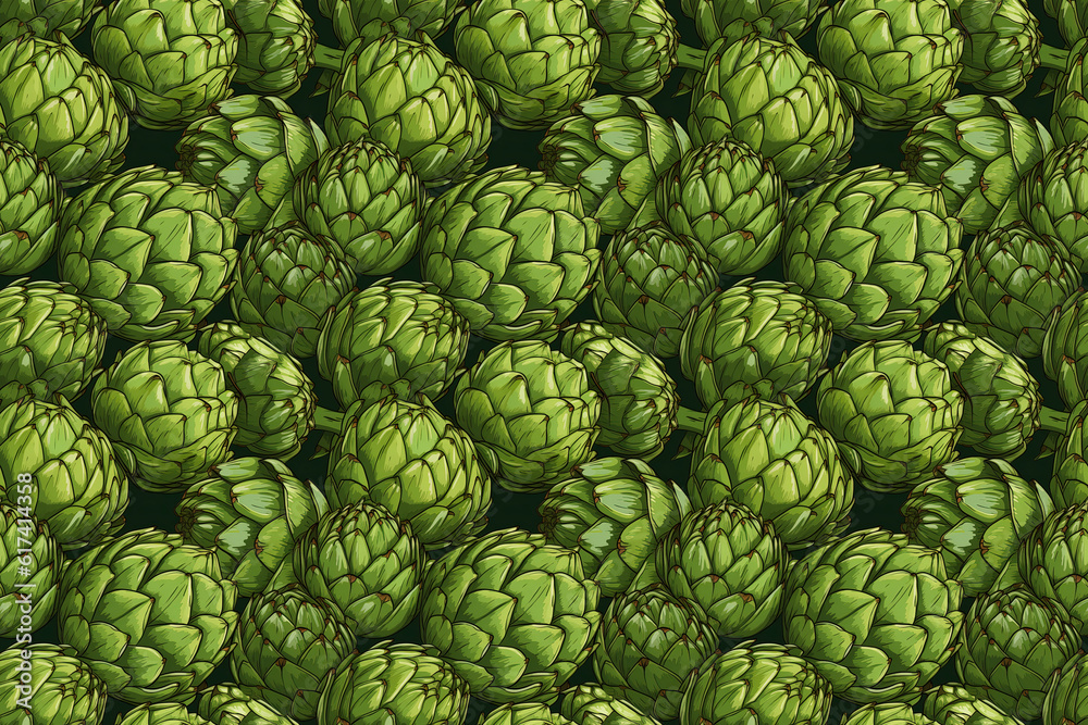 Fototapeta premium Seamless repetitive pattern, artichokes pattern, artichokes tiles repetition pattern.