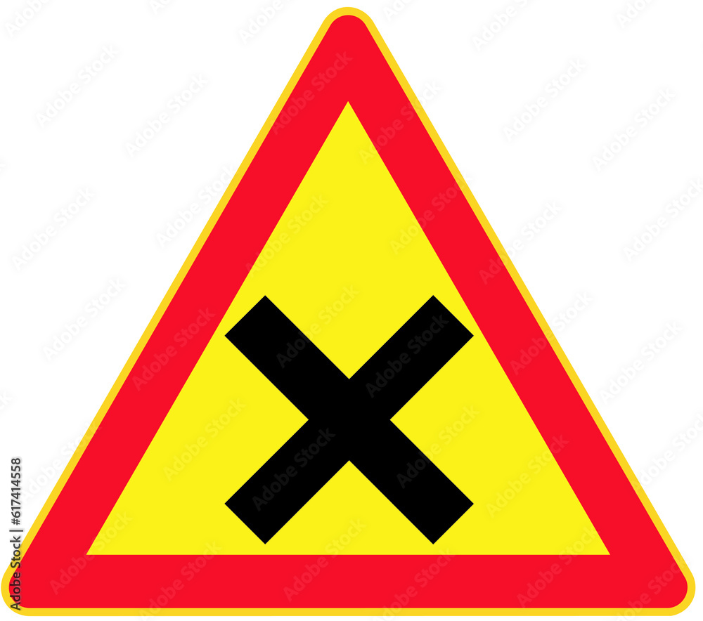 Intersection with equal roads sign Intersection with equal roads sign