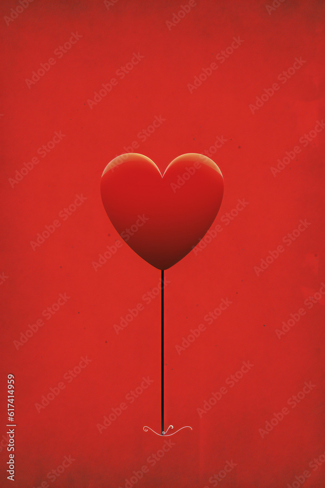 Romantic Red Heart Card or Background Illustration - Generative A.I. Art