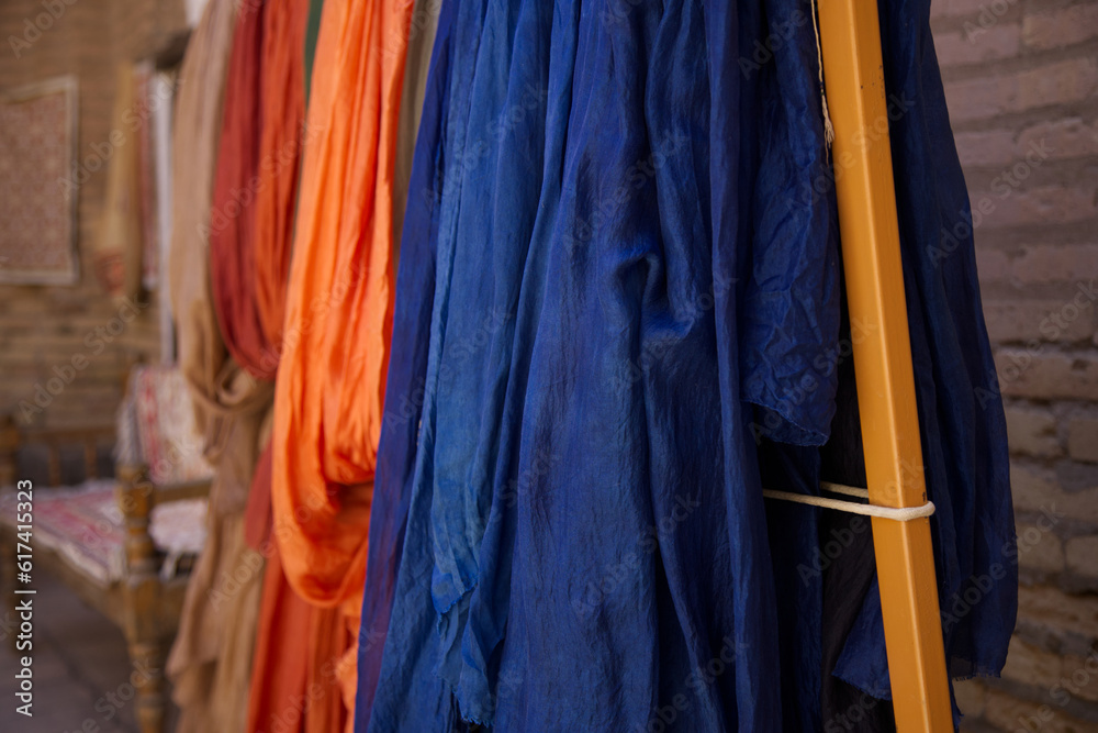 Silk for sale in the market of Khiva, Uzbekistan