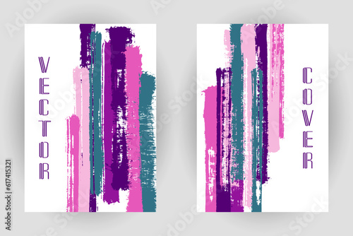 Couple of cover pages with vertical paintbrush stripes pattern.