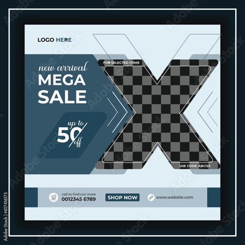 Mega Sale, New Arrivals Limited Time
Big Discounts social media post template
