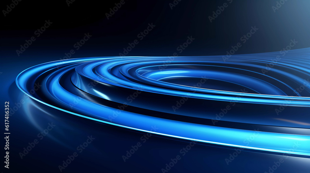 Abstract blue background with geometric dynamic glowing diagonal lines. Modern technology background, graphic for business, corporate, brochure, banner, website, cover or poster, Generative AI.