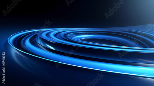 Abstract blue background with geometric dynamic glowing diagonal lines. Modern technology background, graphic for business, corporate, brochure, banner, website, cover or poster, Generative AI.