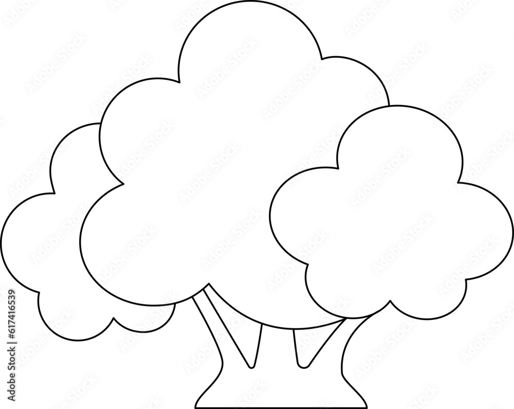 Bush, a simple image of a plant - a vector linear picture for a children's coloring book, a sign or a logo. Outline. Bush, stylized black and white image for coloring book, icon or sign Bush, a simple image of a plant - a vector linear picture for a children's coloring book, a sign or a logo. Outline. Bush, stylized black and white image for coloring book, icon or sign