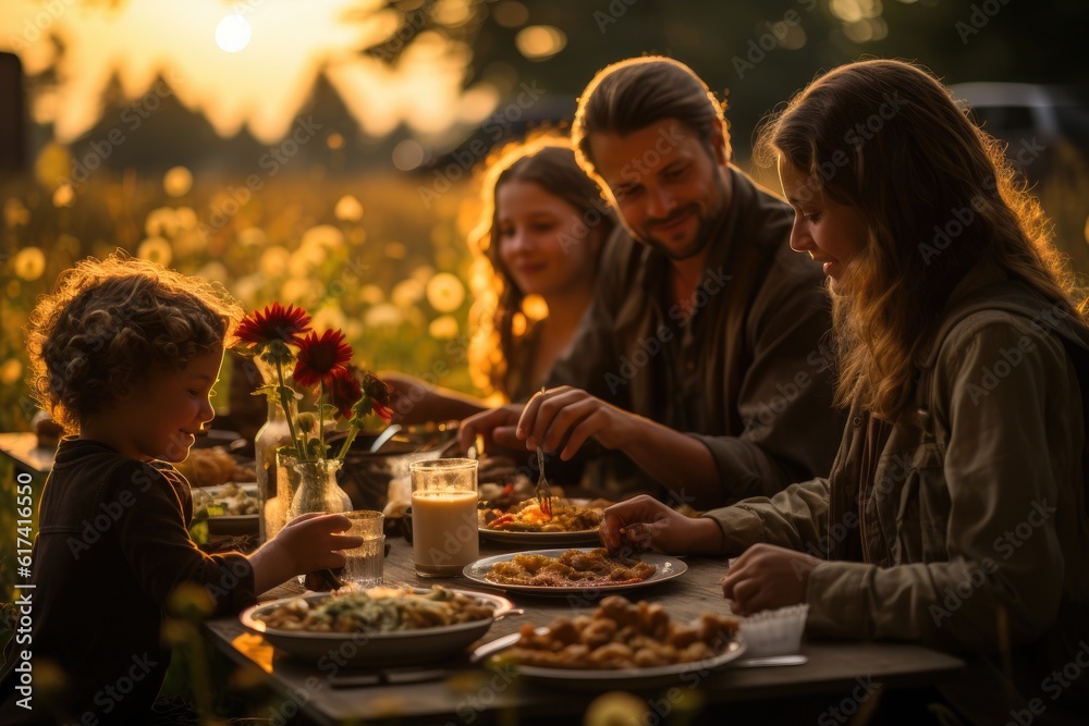 Family Time - Labor Day Picnic Celebration. Generative AI