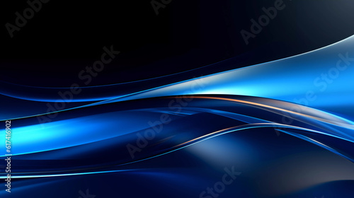 Abstract blue background with geometric dynamic glowing diagonal lines. Modern technology background, graphic for business, corporate, brochure, banner, website, cover or poster, Generative AI.