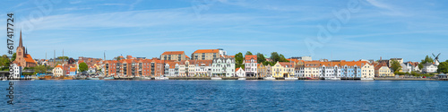 Extra wide panorama of waterfront at S  nderborg  Denmark 
