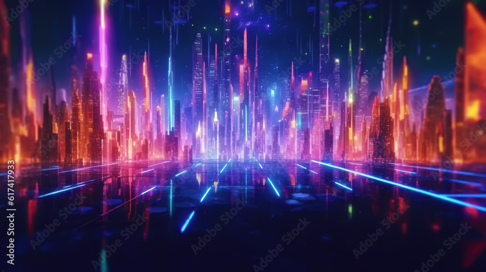 illustration. a virtual city of the future. a symbol of technology development	