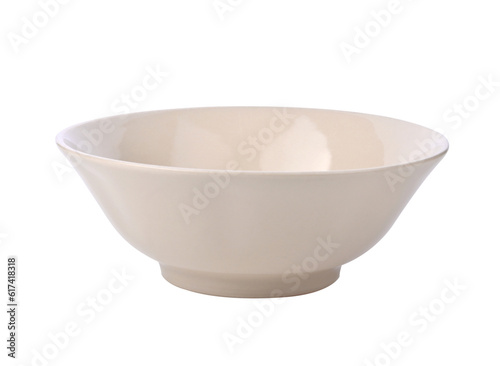 Beige ceramic bowl or ramekin on transparent png photo