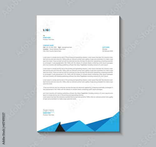 Professional letterhead template design flat minimal clean and elegant modern