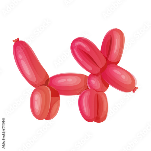 Cartoon red festive balloon in the form of a dog, fox, or cat.