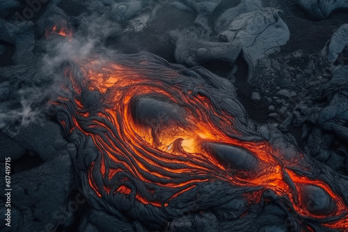 Spectacular Aerial Perspective of Volcanic Magma. Generative AI