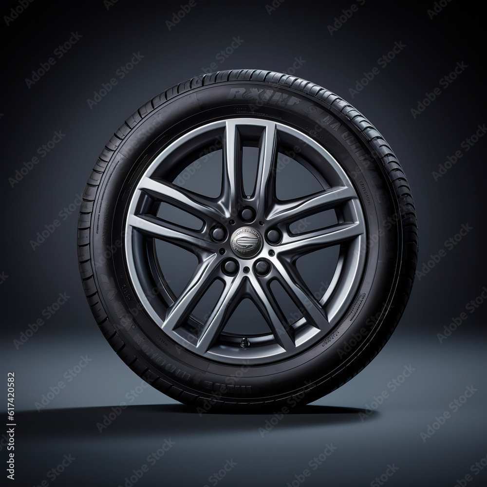 car wheel on black background
