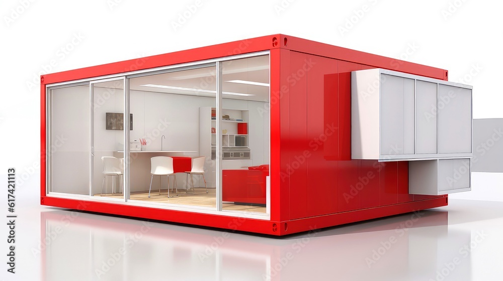 Mobile office buildings or container site office for construction site. Shipping container. Portable house and office cabins,Generative AI illustration Mobile office buildings or container site office for construction site. Shipping container. Portable house and office cabins,Generative AI illustration