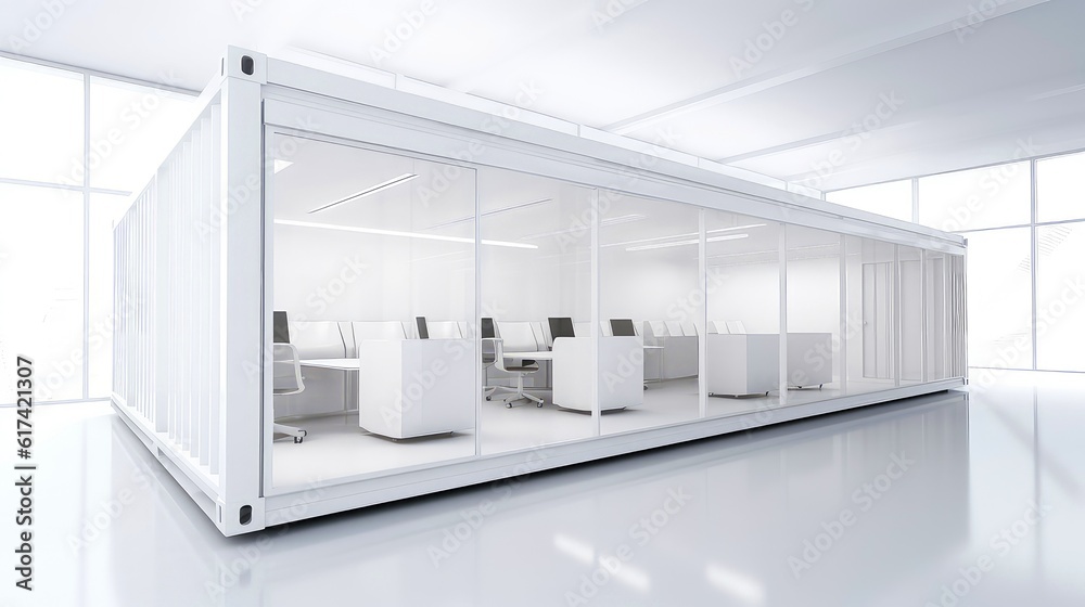 Mobile office buildings or container site office for construction site. Shipping container. Portable house and office cabins,Generative AI illustration Mobile office buildings or container site office for construction site. Shipping container. Portable house and office cabins,Generative AI illustration