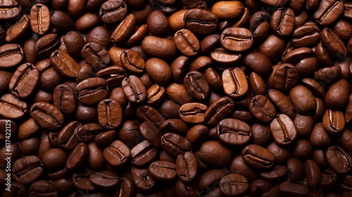 Roasted coffee beans background, Generative Ai