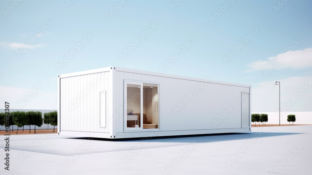 Mobile office buildings or container site office for construction site. Shipping container. Portable house and office cabins,Generative AI illustration Mobile office buildings or container site office for construction site. Shipping container. Portable house and office cabins,Generative AI illustration