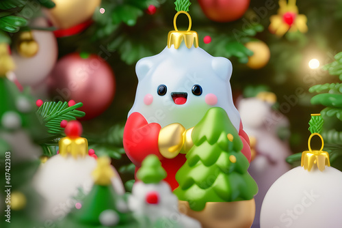 Gummy bears celebrate the Christmas holidays together and create a harmonious and peaceful bond. A family sticks together during a Christian holiday. Generative ai illustration