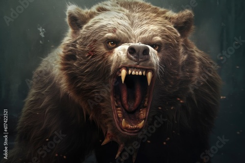 A ferocious bear symbol of the Medo-Persian empire Daniel Biblical prophecies Generative AI Illustration photo