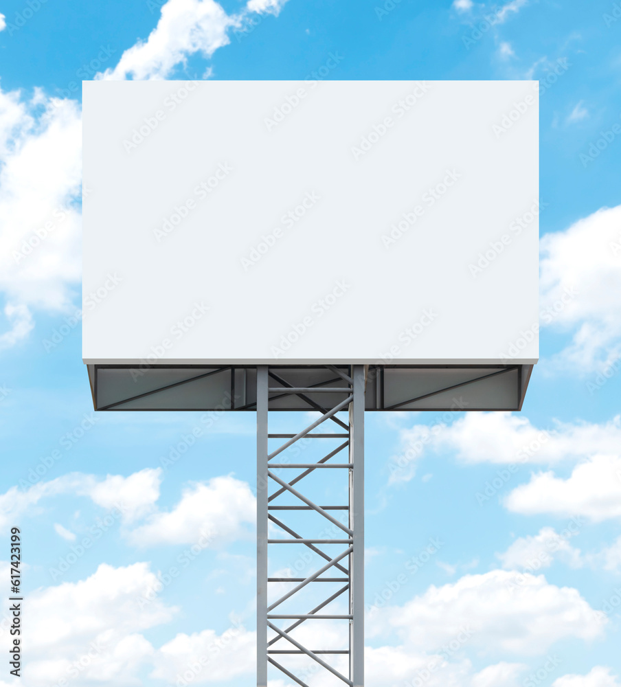 Pole outdoor billboard with blue sky background. clipping path for mockup Pole outdoor billboard with blue sky background. clipping path for mockup