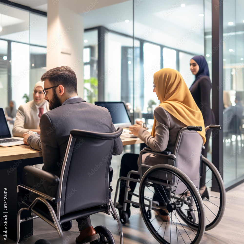 Multiethnic and inclusive work team working in an office. Generative AI. Multiethnic and inclusive work team working in an office. Generative AI.