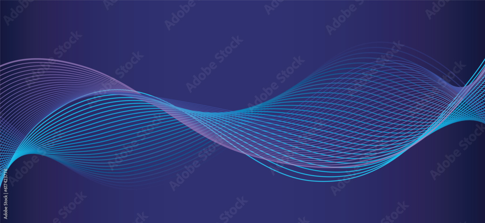 Abstract Dark blue background with wave lines. Modern purple blue gradient flowing wave lines.Digital Futuristic technology concept with a coloured dynamic waves. Abstract Dark blue background with wave lines. Modern purple blue gradient flowing wave lines.Digital Futuristic technology concept with a coloured dynamic waves.