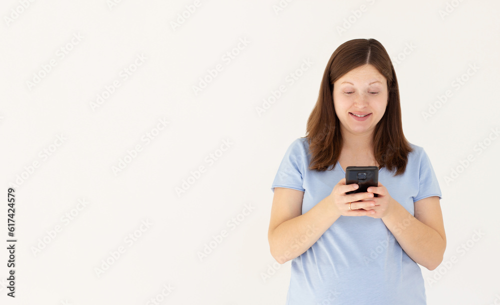 Portrait of a happy woman using mobile phone isolated over white background Portrait of a happy woman using mobile phone isolated over white background