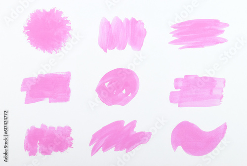 Pink set watercolor blush isolated on white background.