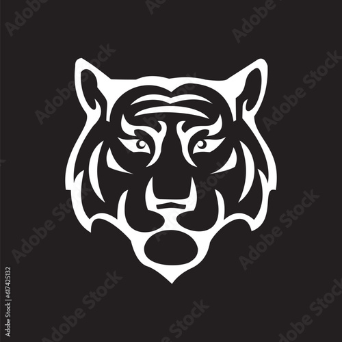 tiger head vector illustration on black background