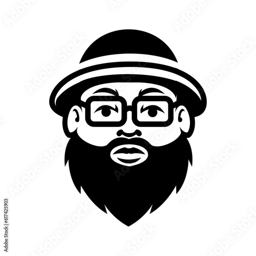 Fat Bald Beard Man mascot logo illustration
