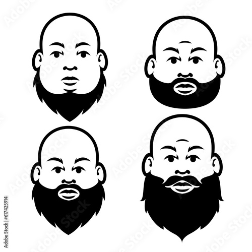 Fat Bald Beard Man mascot logo illustration