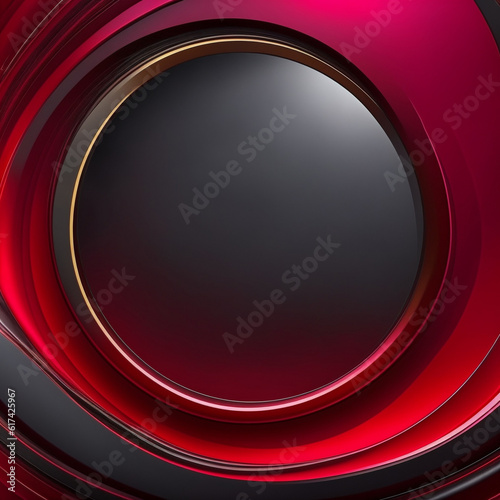 abstract background with place for text - Dark Red and Black Circle Background - Generative AI
