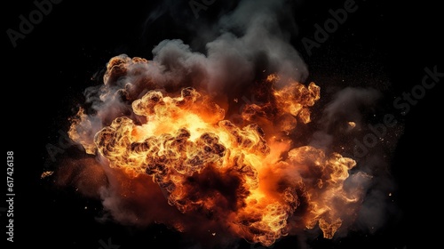 big fire isolated over black background