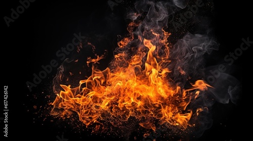 big fire isolated over black background