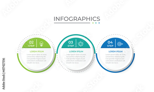 Timeline infographic template design with circles. Business concept with 3 options, steps, sections.