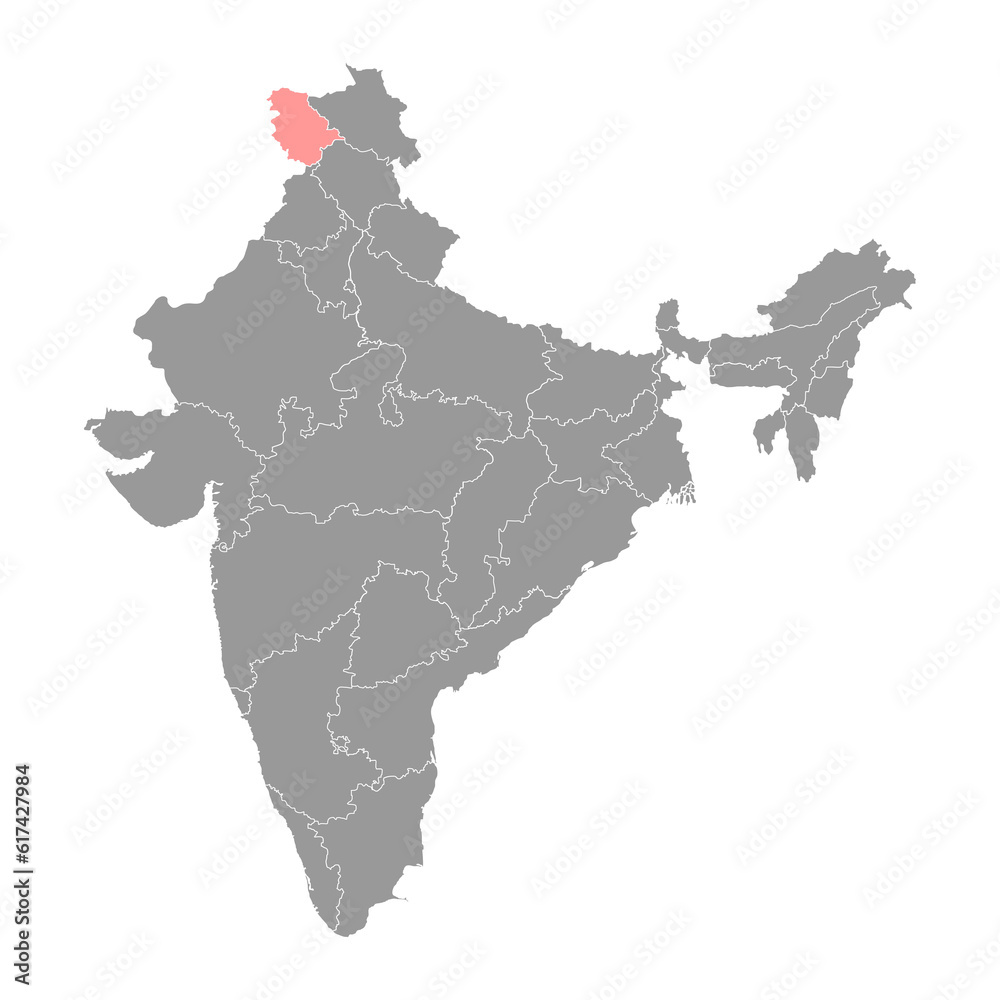 Obraz premium Jammu and Kashmir region map, administrative division of India. Vector illustration.