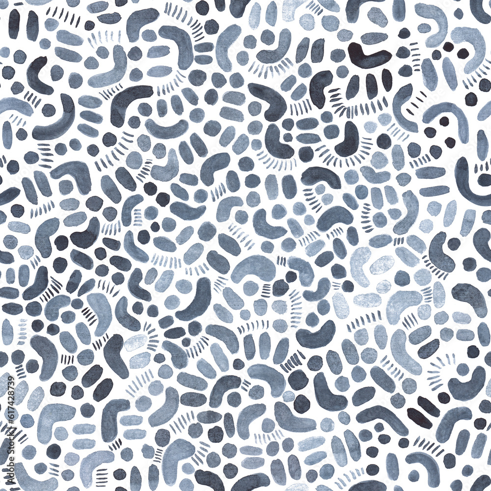 Fototapeta premium Watercolor abstract seamless pattern. Creative texture with bright abstract hand drawn elements.