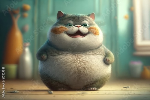 cheerful chubby kitty wallpaper with a funny meow generative ai