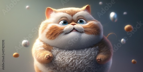 cheerful and chubby cartoon kitty wallpaper with a playful tail generative ai