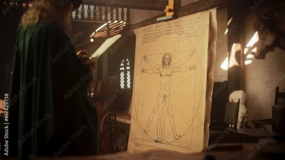 The Blend of Art and Science Documentary Shot of Leonardo Da Vinci