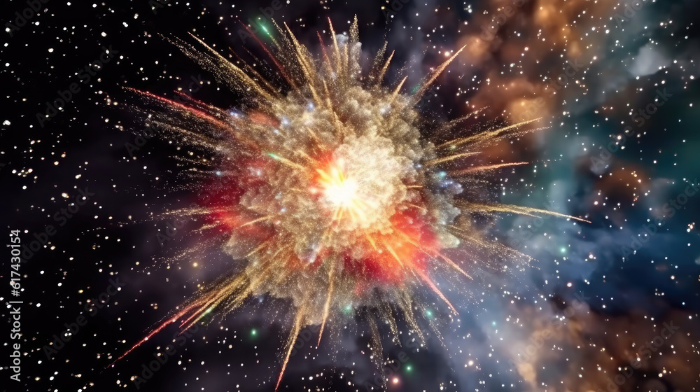 fireworks in the night sky created with Generative AI Technology fireworks in the night sky created with Generative AI Technology