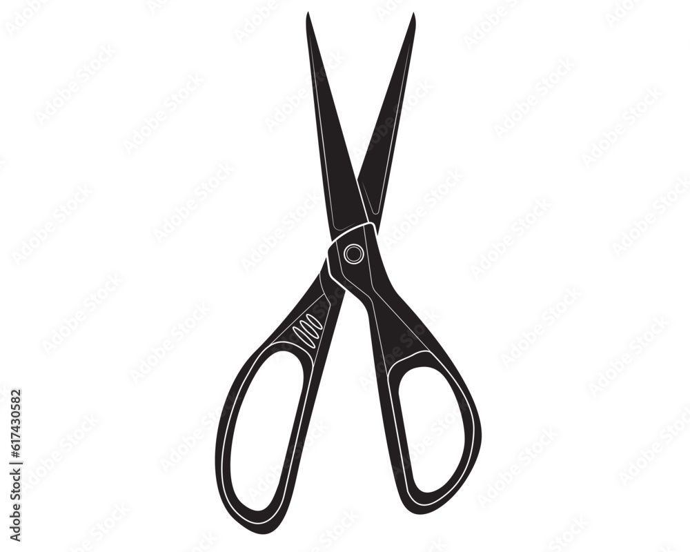 Black silhouette Scissors in isolate on a white background. Vector illustration. Black silhouette Scissors in isolate on a white background. Vector illustration.